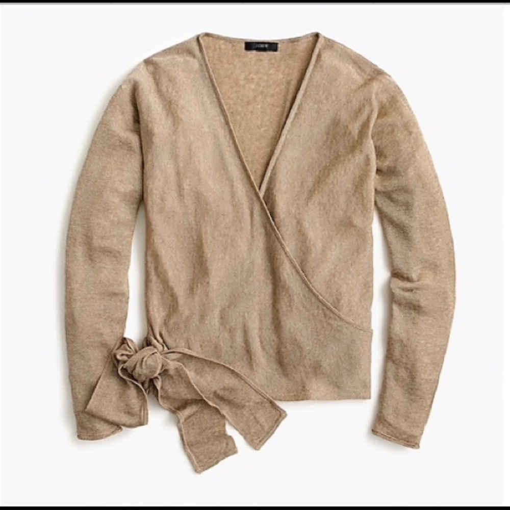 J.Crew linen blend wrap cardigan sweater size LRG